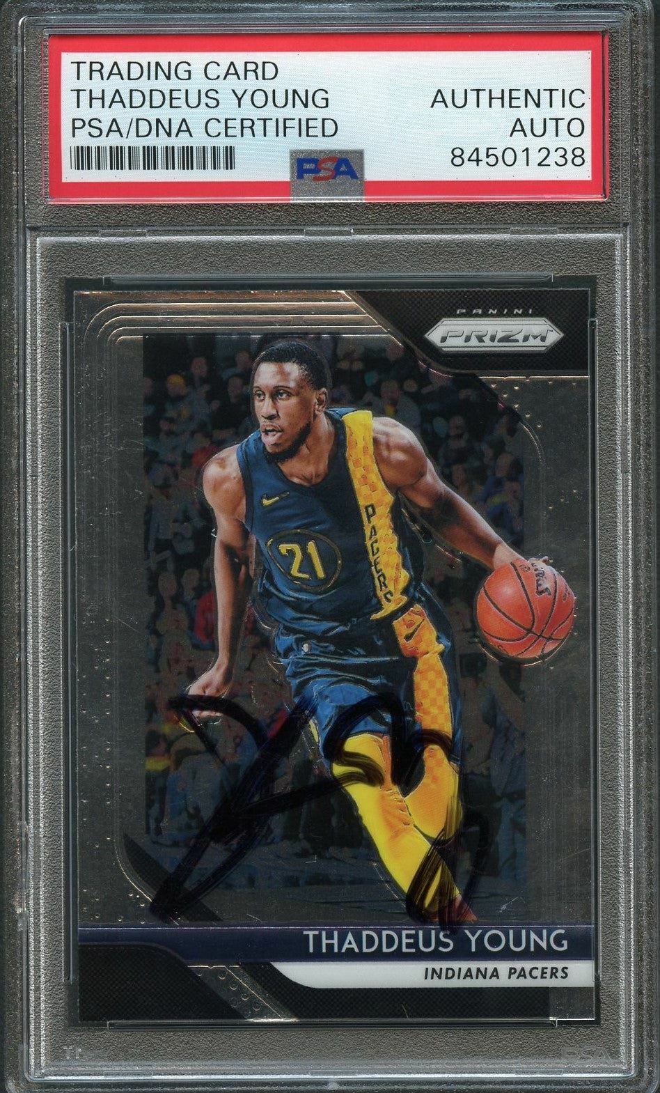 2018-19 Panini Prizm #154 Thaddeus Young Signed Card AUTO PSA Slabbed Pacers