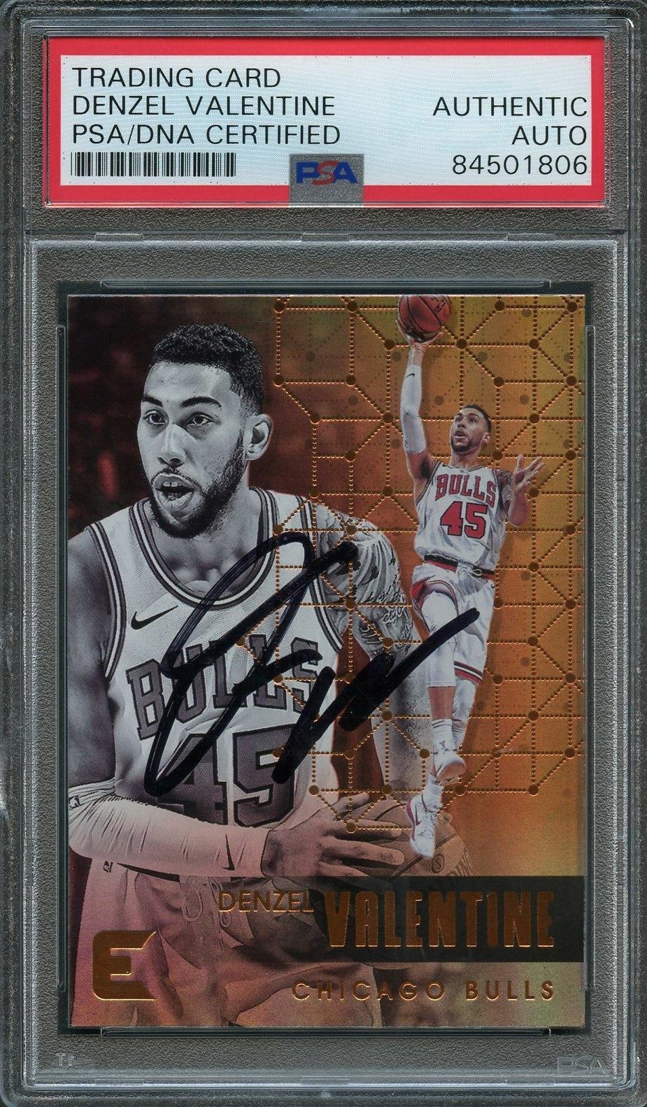 2017-18 Panini Essentials #38 Denzel Valentine Signed Card AUTO PSA Slabbed Bull