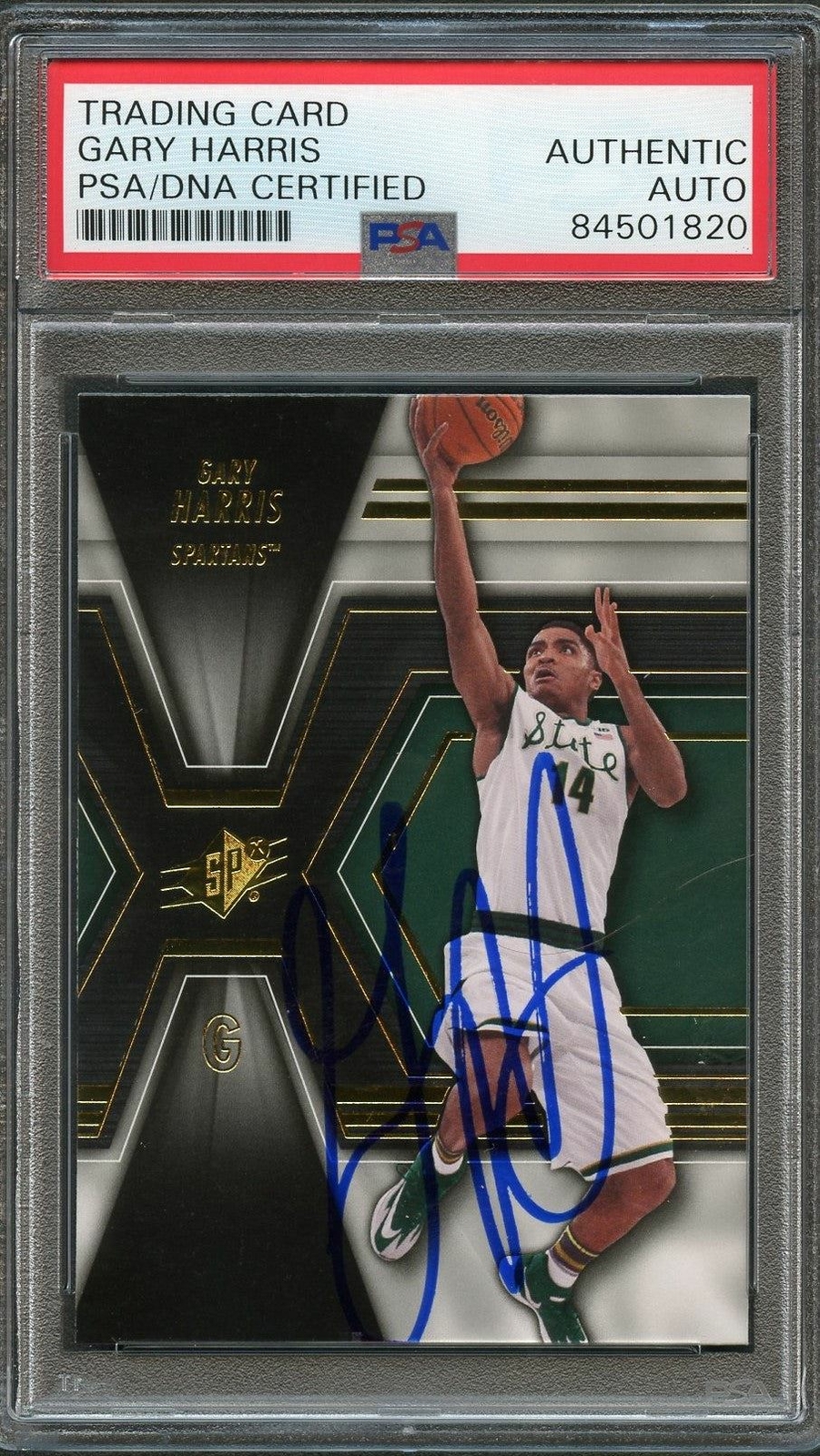2014-15 Upper Deck SPx #62 Gary Harris Signed Card AUTO PSA Slabbed Michigan Sta
