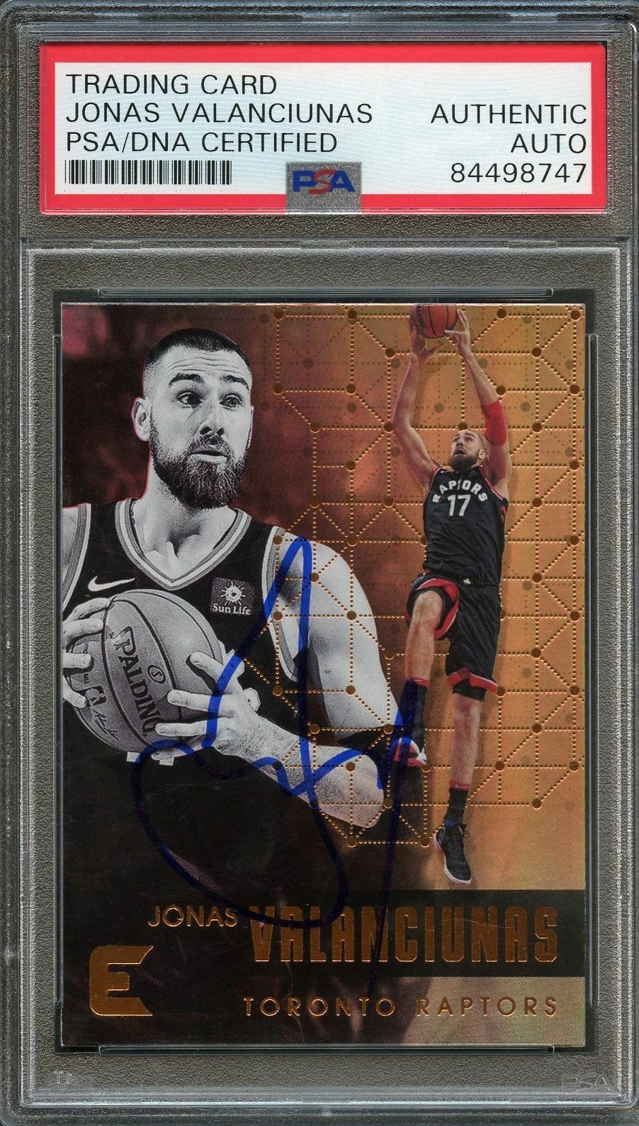 2017-18 Panini Essentials #187 Jonas Valanciunas Signed Card AUTO PSA Slabbed To