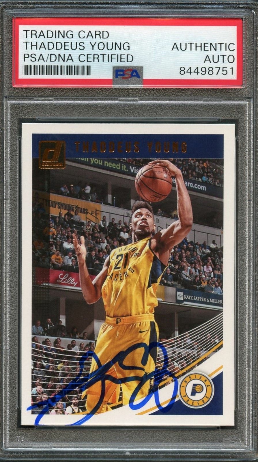 2018 Donruss Basketball #132 Thaddeus Young Signed Card AUTO PSA Slabbed Pacers