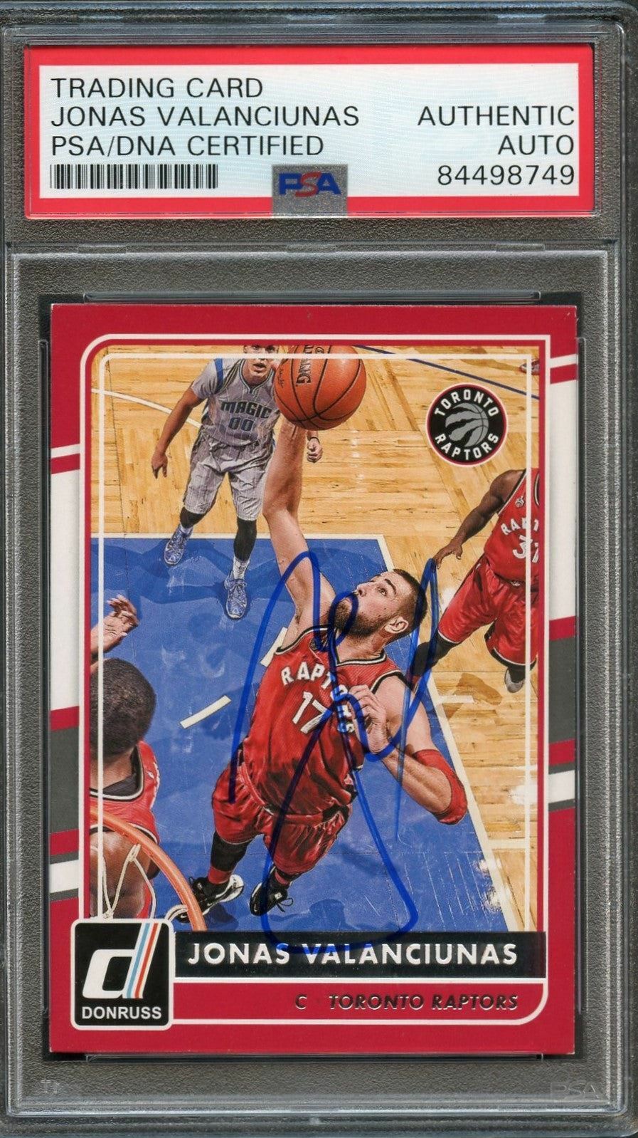 2015-16 Donruss Basketball #110 Jonas Valanciunas Signed Card AUTO PSA Slabbed T