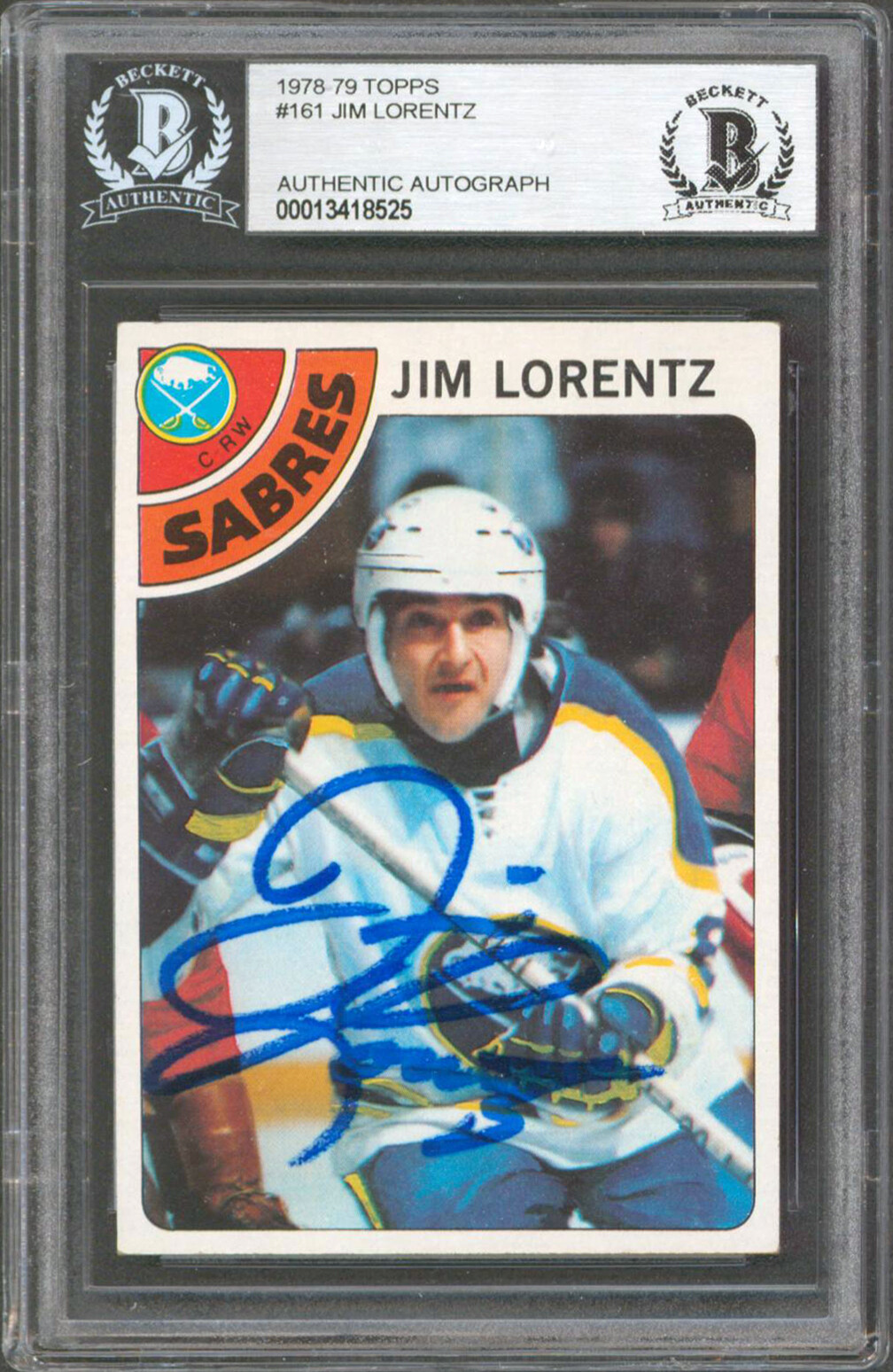 Sabres Jim Lorentz Authentic Signed 1978 Topps #161 Card Autographed BAS Slabbed