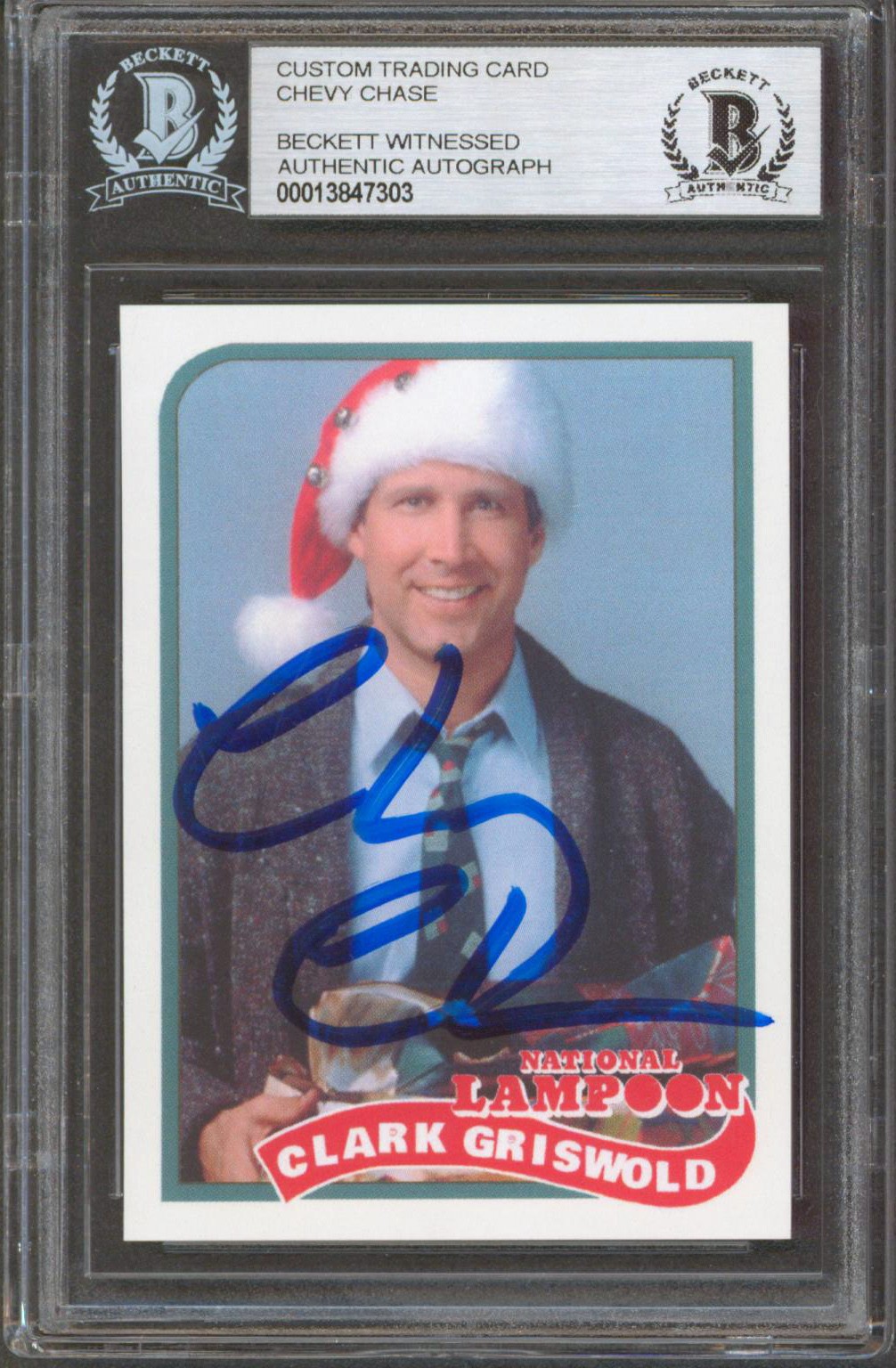 Chevy Chase Christmas Vacation Signed Griswold Custom Trading Card BAS Slabbed 3