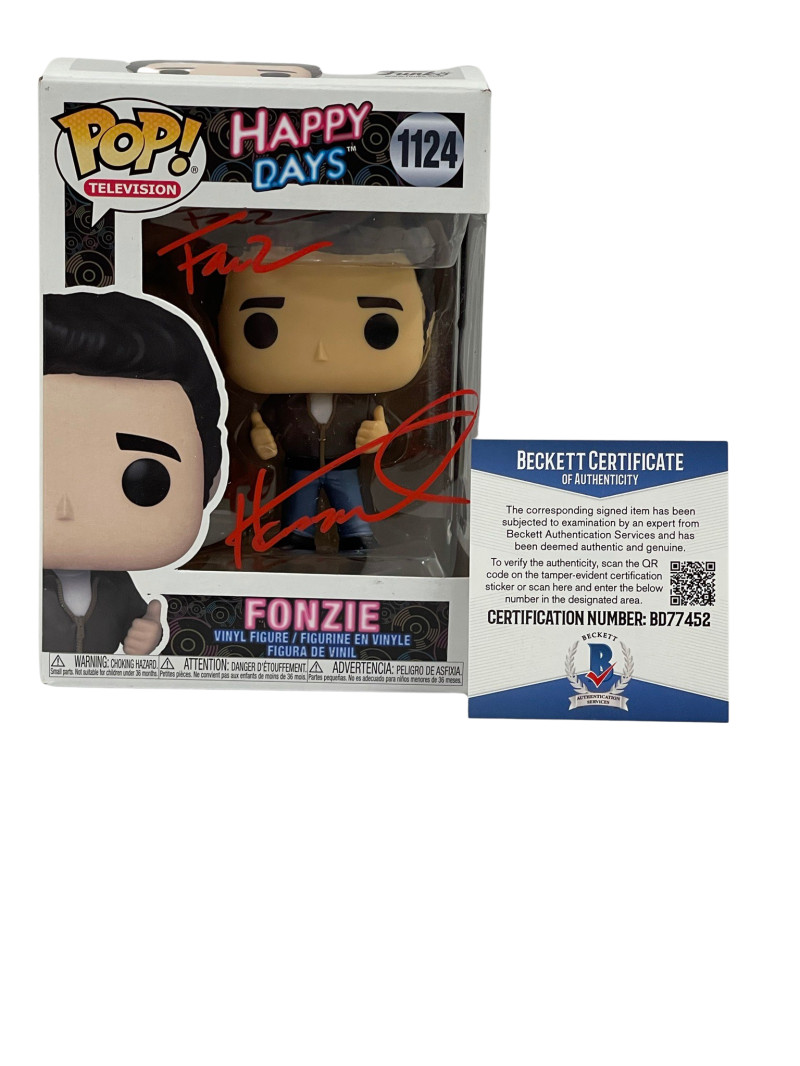 HENRY WINKLER SIGNED HAPPY DAYS FUNKO FONZ INSCRIPTION AUTOGRAPH BECKETT COA 39