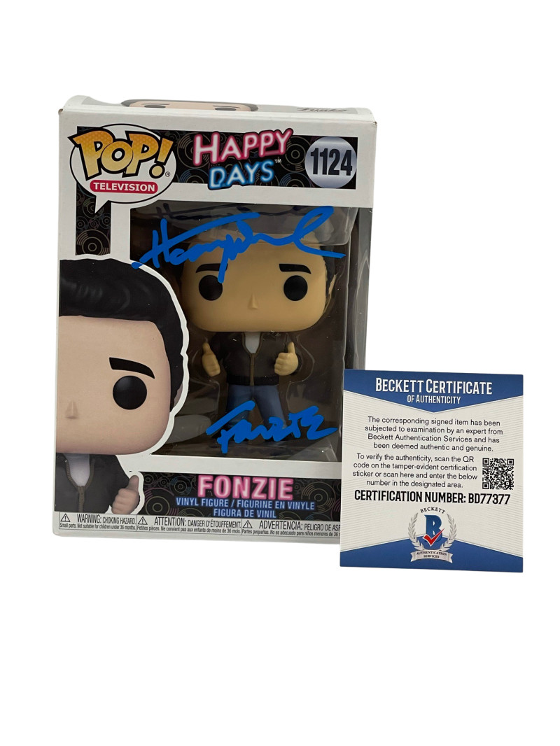 HENRY WINKLER SIGNED HAPPY DAYS FUNKO FONZ INSCRIPTION AUTOGRAPH BECKETT COA 50