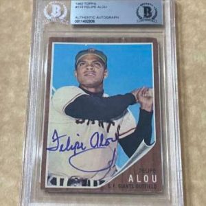 1962 TOPPS FELIPE ALOU # 33 GIANTS SIGNED CARD BECKETT AUTHENTIC AUTO VINTAGE