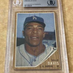 1962 TOPPS WILLIE DAVIS DODGERS DECEASED SIGNED CARD BECKETT AUTHENTIC AUTOGRAPH