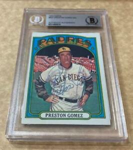 1972 TOPPS PRESTON GOMEZ PADRES SIGNED CARD BECKETT AUTHENTIC AUTOGRAPHED