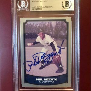 1988 PACIFIC LEGENDS #10 PHIL RIZZUTO YANKEES SIGNED CARD BECKETT AUTHENTIC AU
