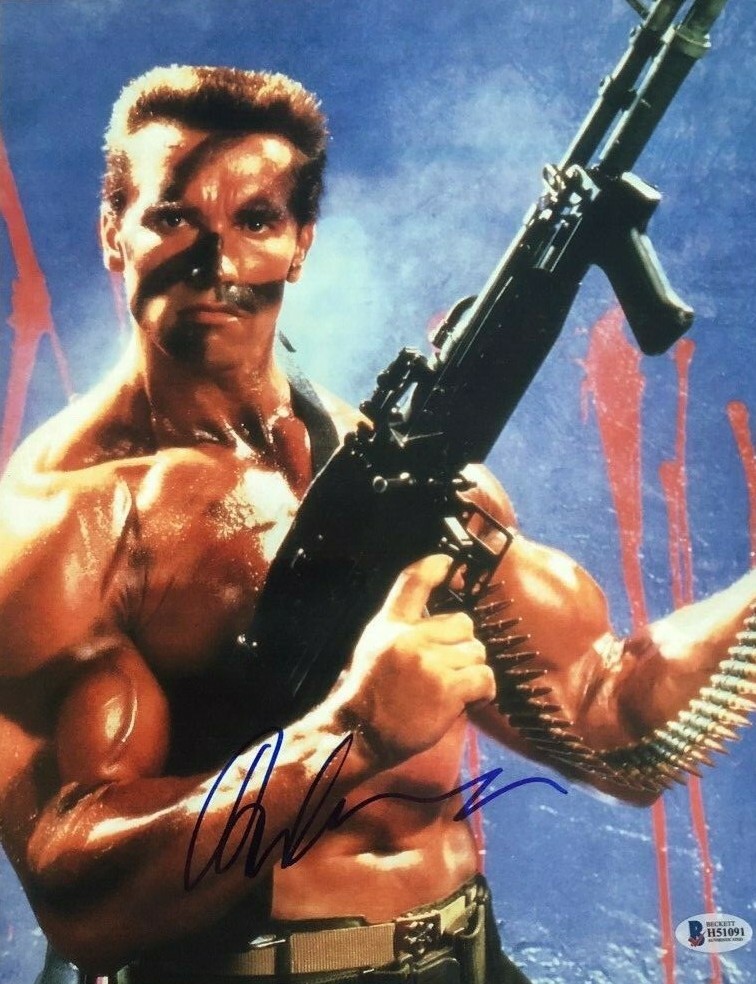 Arnold Schwarzenegger Predator Commando signed autographed 11x14 photo COA
