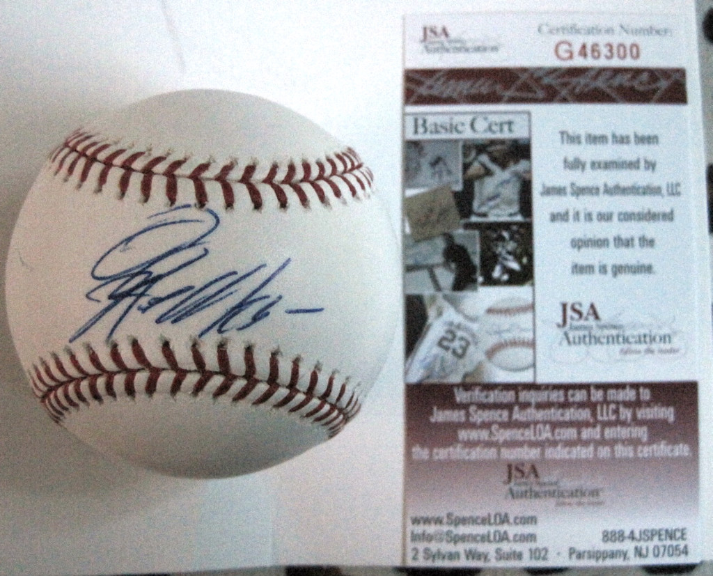 JEREMY HELLICKSON TAMPA BAY RAYS SIGNED OFFICIAL M.L.BASEBALL W/JSA