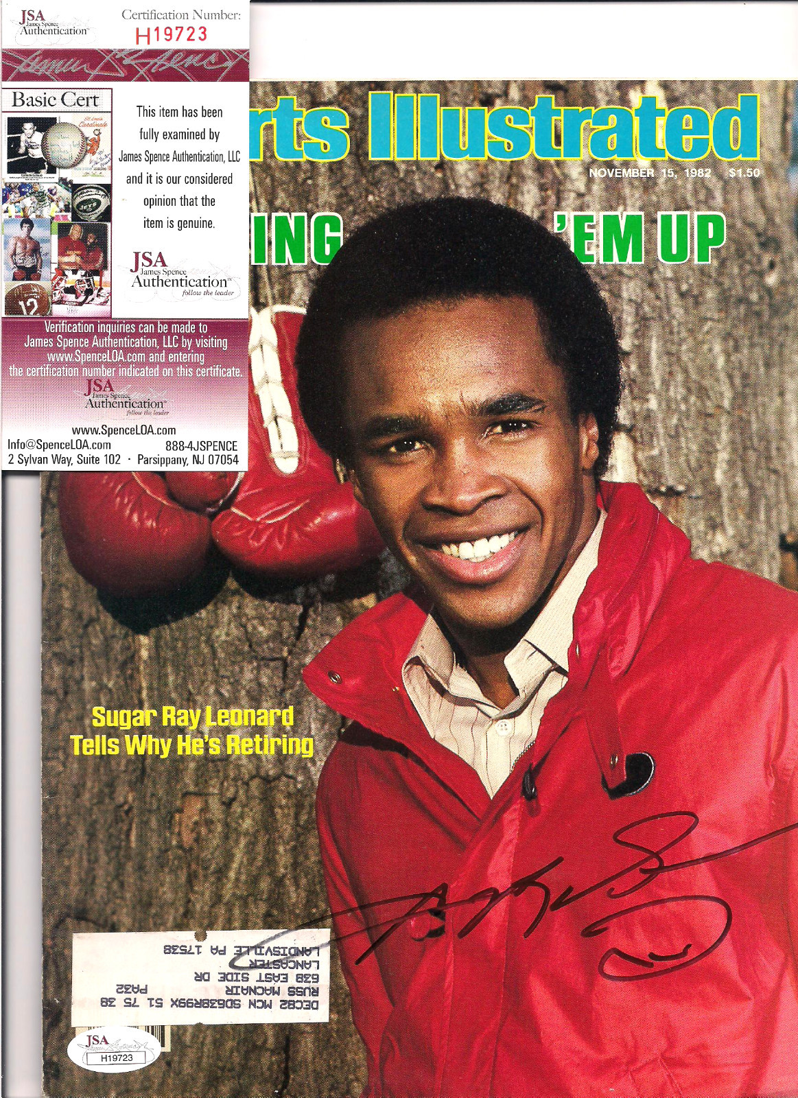 SUGAR RAY LEONARD SIGNED AUTOGRAPHED SPORTS ILLUSTRATED W/JSA CERT.