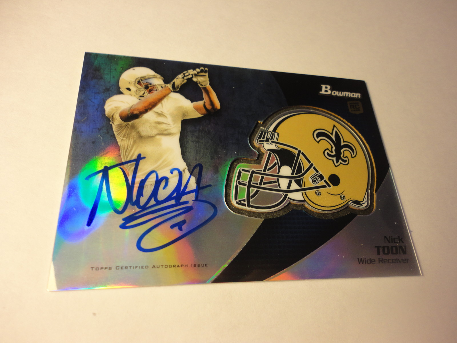 NICK TOON 2012 BOWMAN SIGNED AUTOGRAPH HELMET RC DRAFT CARD