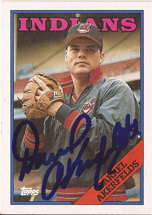 DARREL AKERFELDS DECEASED CLEVELAND INDIANS SIGNED AUTOGRAPH 1988 TOPPS CARD COA