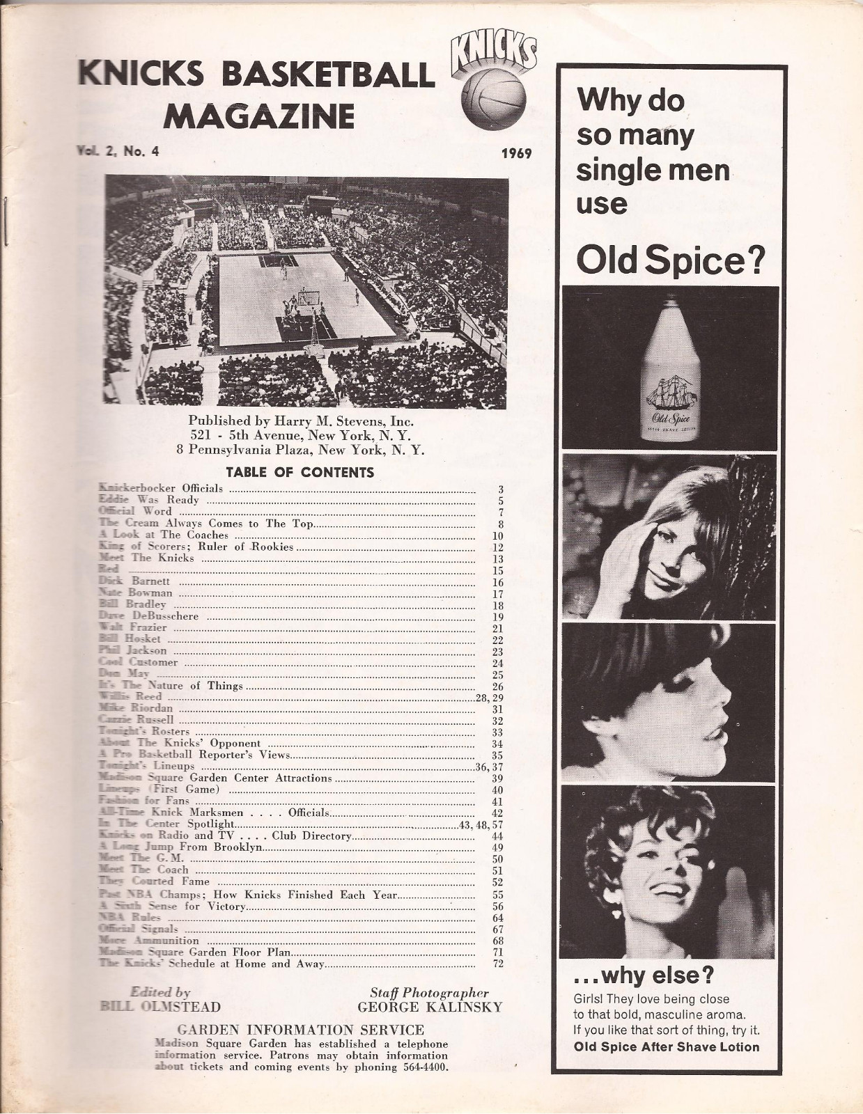 NEW YORK KNICKS 1969 BASKETBALL MAGAZINE RARE