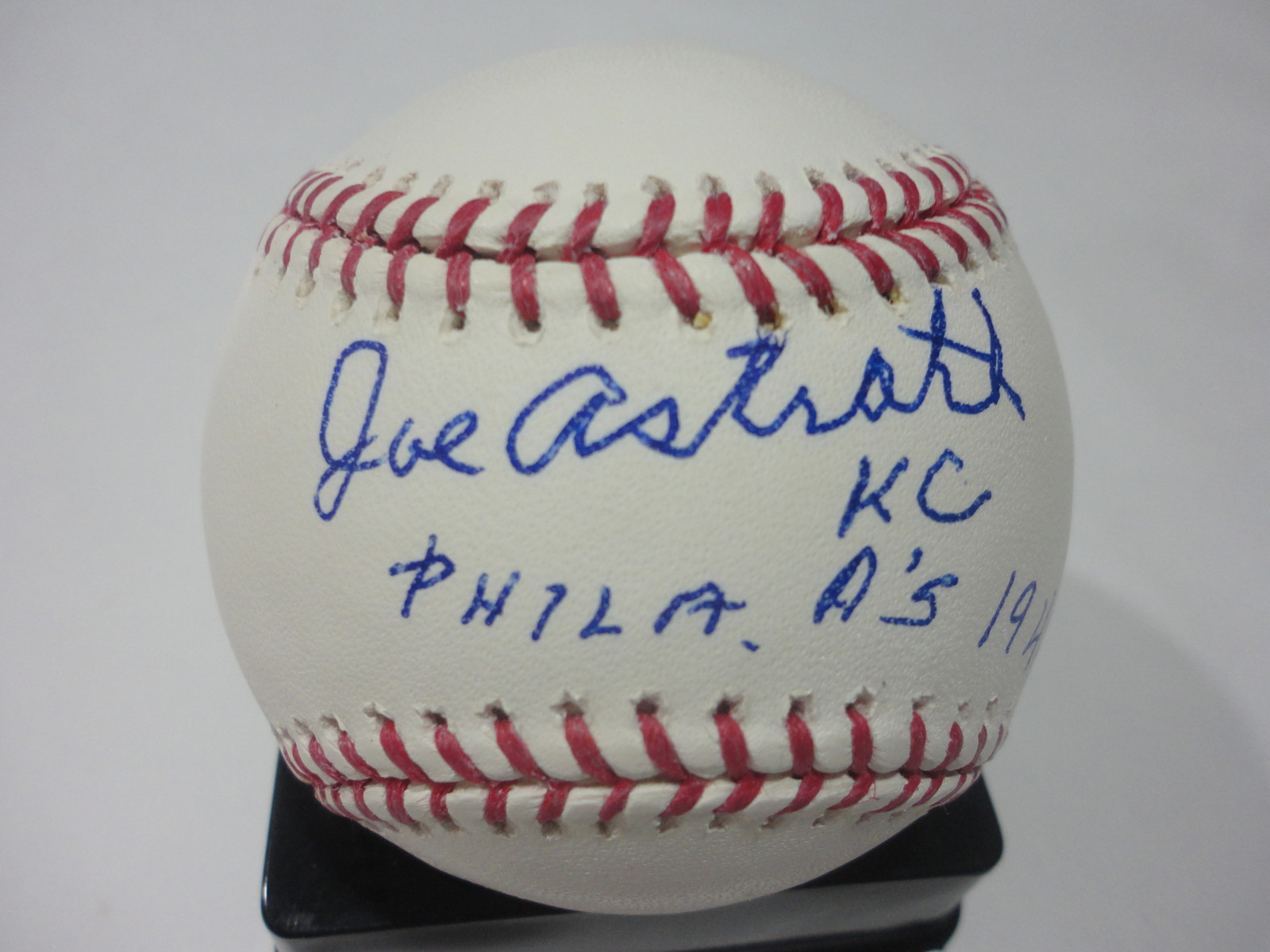 JOE ASTROTH KC PHILADELPHIA A'S 1945-56 SIGNED AUTOGRAPHED M.L. BASEBALL W/COA