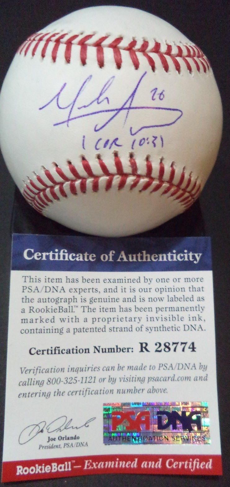 MARK APPEL HOUSTON ASTROS SIGNED ROMLB BASEBALL ROOKIE GRAPH PSA/DNA COA #R28774