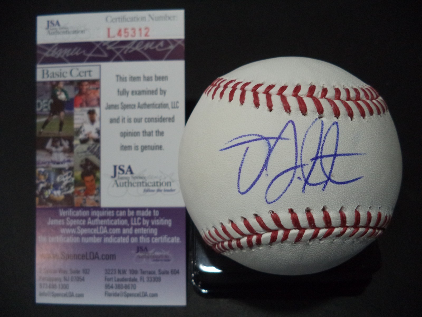 D.J. PETERSON SEATTLE MARINERS SIGNED AUTOGRAPHED ROMLB BASEBALL JSA COA #L45312