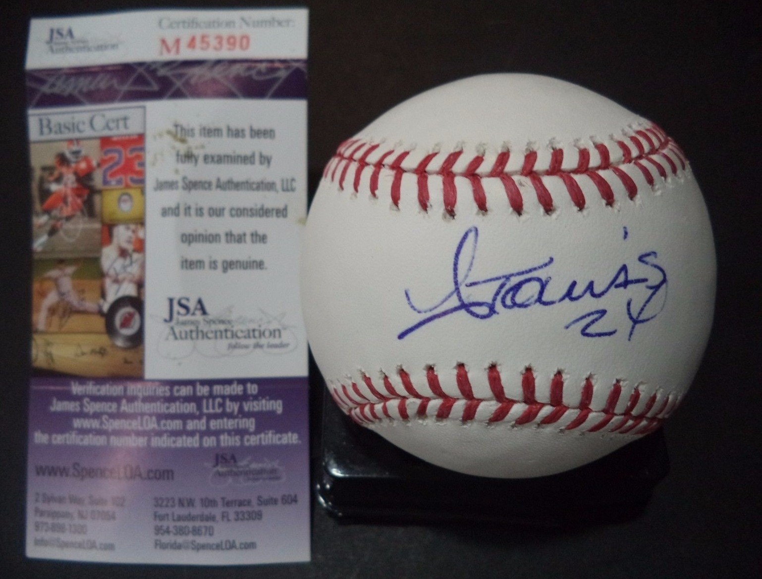 YASMANY TOMAS ARIZONA DIAMONDBACKS AUTOGRAPH SIGNED M.L BASEBALL JSA COA #M45390 COLLECTIBLE MEMORABILIA