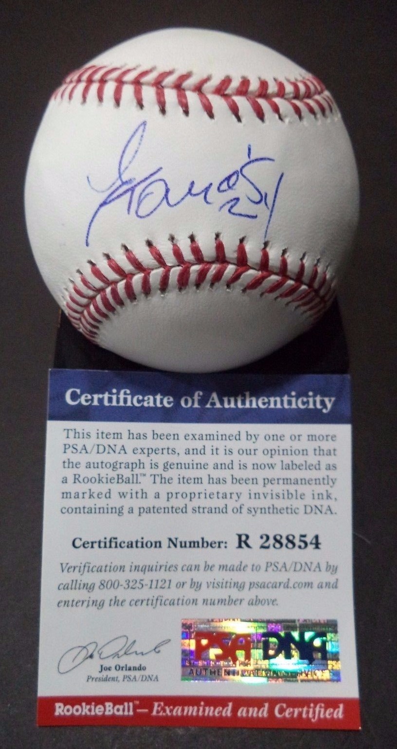 YOSMANY THOMAS DIAMONDBACKS SIGNED ML BASEBALL ROOKIE GRAPH PSA/DNA COA #R28854 COLLECTIBLE MEMORABILIA