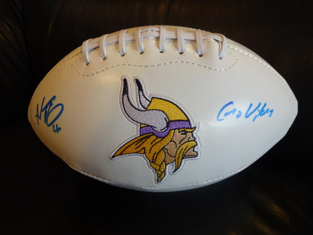 AHMAD DIXON SAME "GO VIKES SIGNED AUTOGRAPHED LOGO FOOTBALL