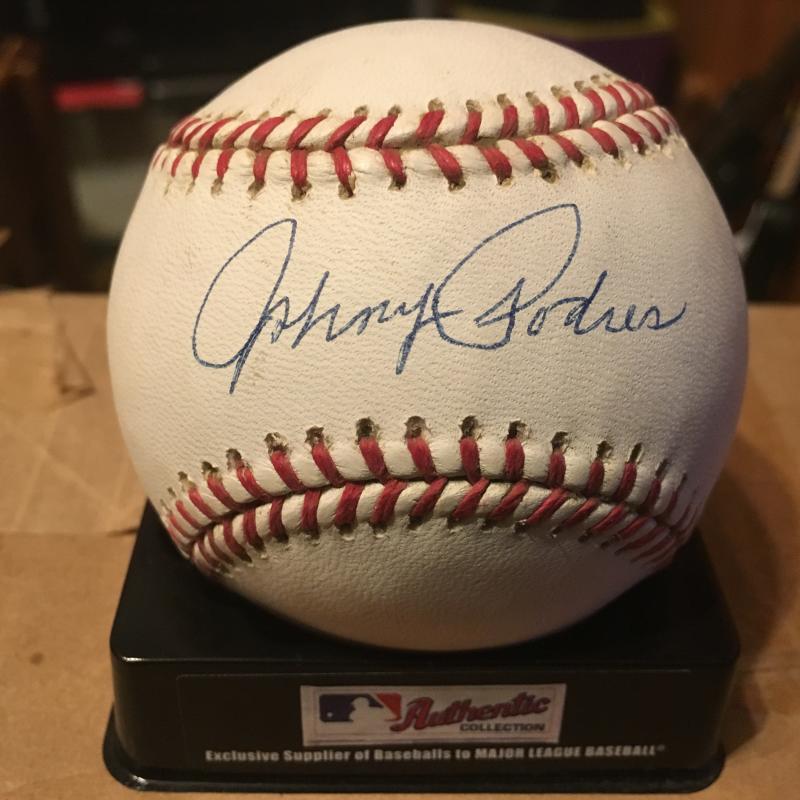JOHNNY PODRES DODGERS W/ PODRES HOLOGRAM M.L. SIGNED BASEBALL W/COA