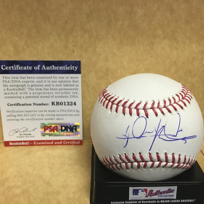 LEWIS BRINSON TEXAS RANGERS ROOKIE BALL M.L. SIGNED BASEBALL PSA RB01324