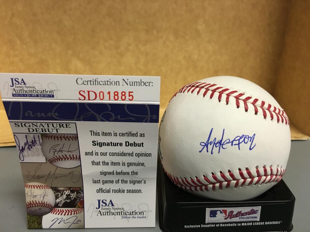 ANDERSON ESPINOZA BOSTON RED SOX SIGNATURE DEBUT M.L. SIGNED BASEBALL JSA SD0188