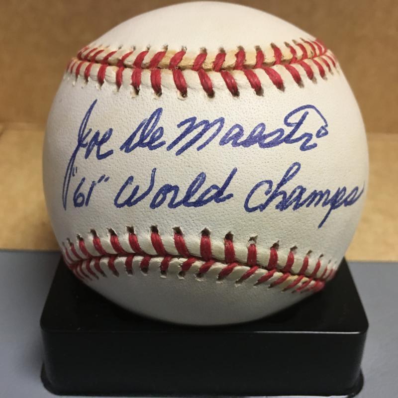 JOE DEMAESTRI 61 WORLD CHAMPS YANKEES A.L. SIGNED BASEBALL W/COA