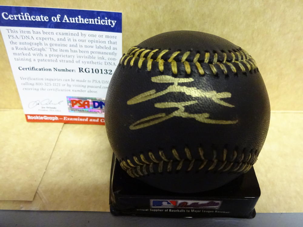 DAVID DAHL COLORADO ROCKIES BLACK SIGNED BASEBALL PSA RG10132