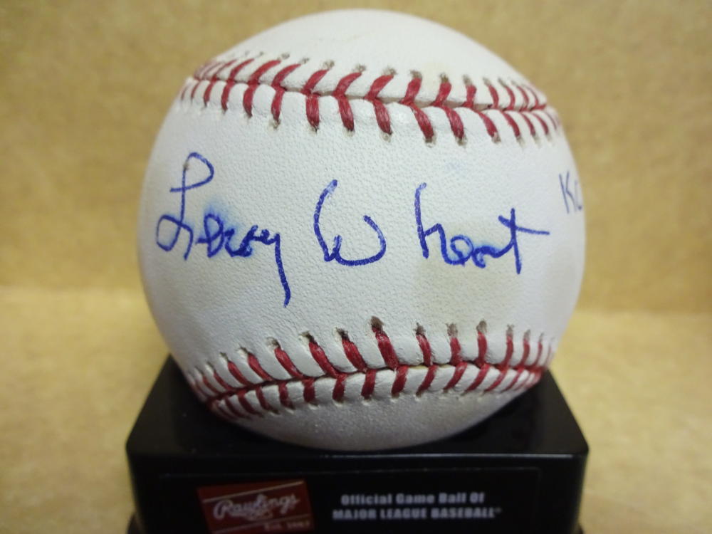 LEROY WHEAT KC A'S DECEASED SLIGHT SMEAR SIGNED M.L. BASEBALL W/COA