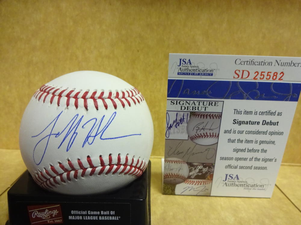 JEFF HENDRIX NEW YORK YANKEES DEBUT M.L. SIGNED BASEBALL JSA SD25582