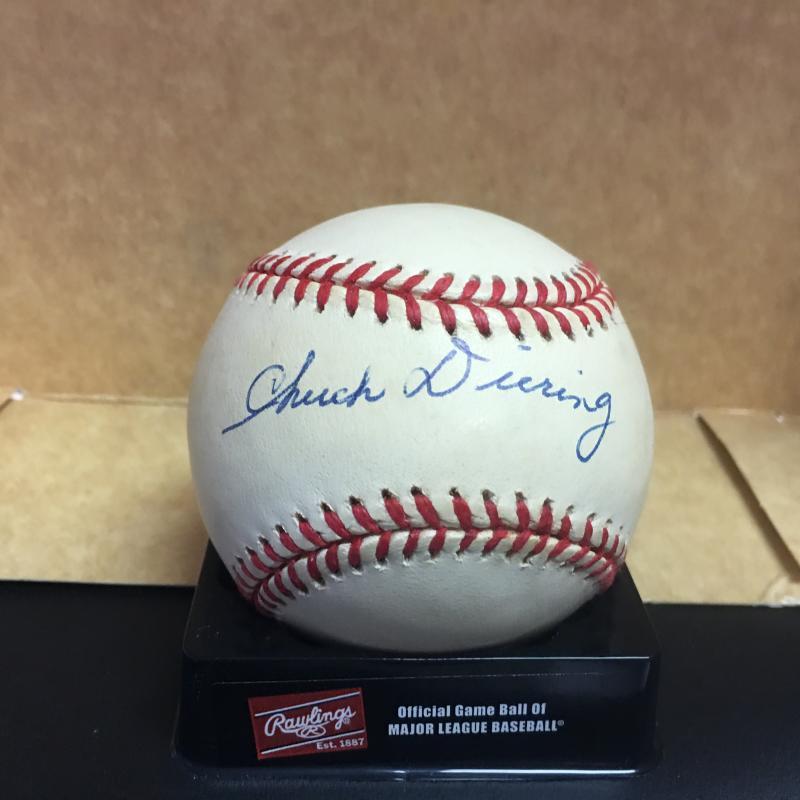 CHUCK DIERING CARDINALS/GIANTS SIGNED N.L. BASEBALL W/COA