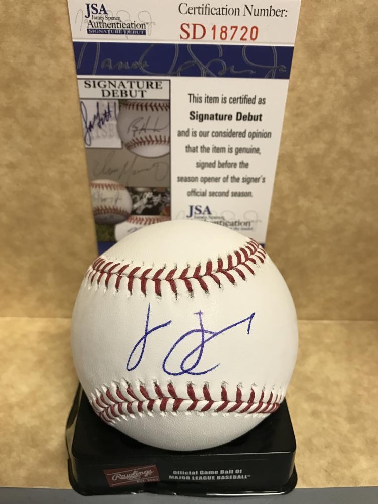 NOMAR MAZARA TEXAS RANGERS SIGNED AUTO M.L. BASEBALL JSA SD18720