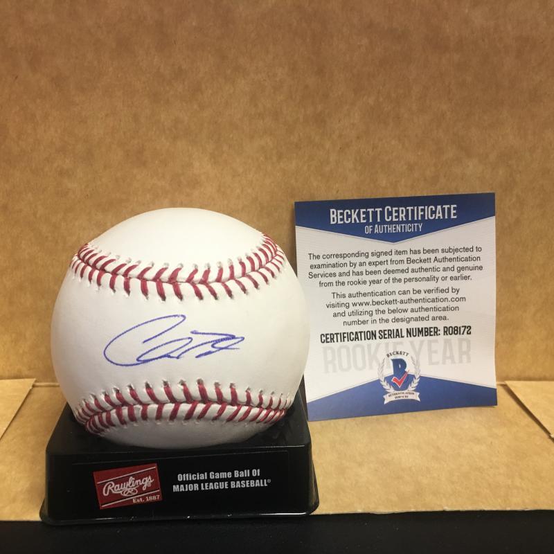 CHRIS SHAW SAN FRANCISCO GIANTS SIGNED M.L. BASEBALL ROOKIE YEAR BECKETT COA