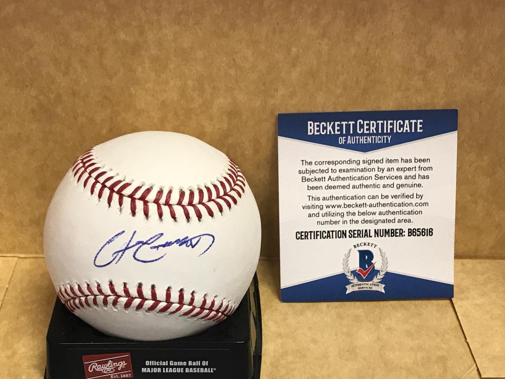 CHRIS CARTER NEW YORK YANKEES SIGNED M.L. BASEBALL BECKETT AUTH. B65616