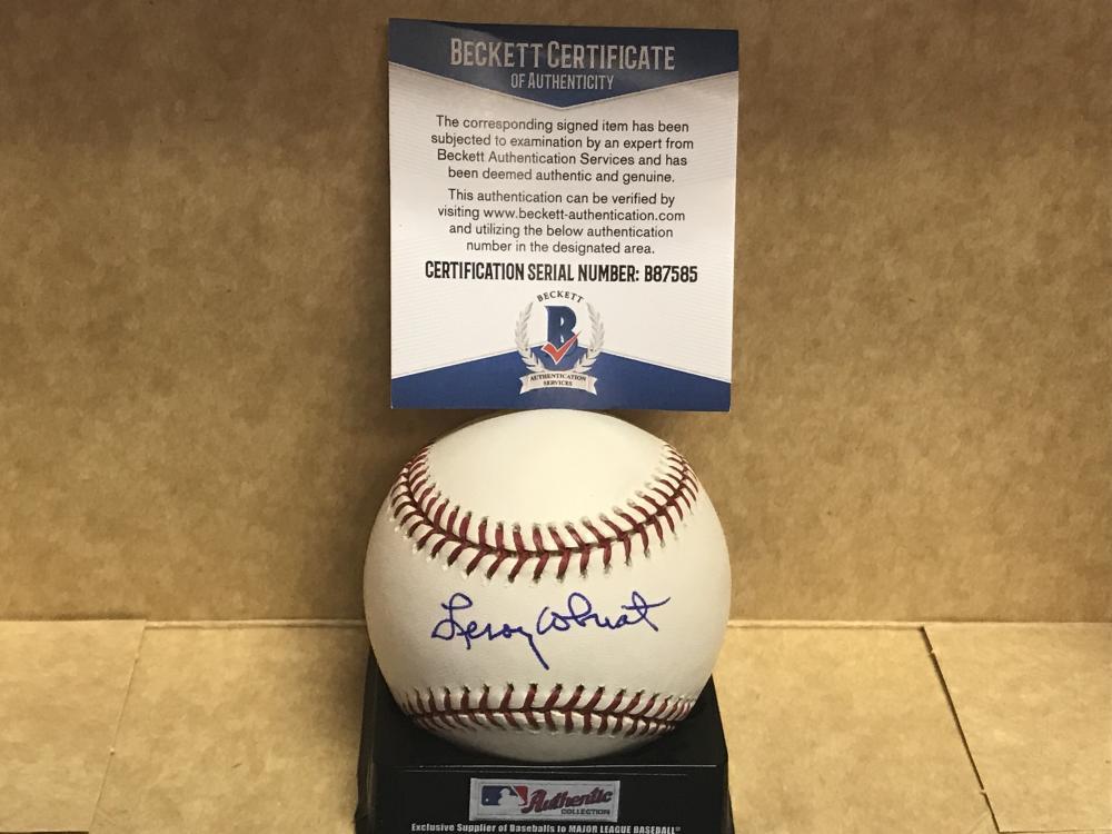 LEROY WHEAT PHILADELPHIA A'S/INDIANS SIGNED AL BASEBALL BECKETT B87585