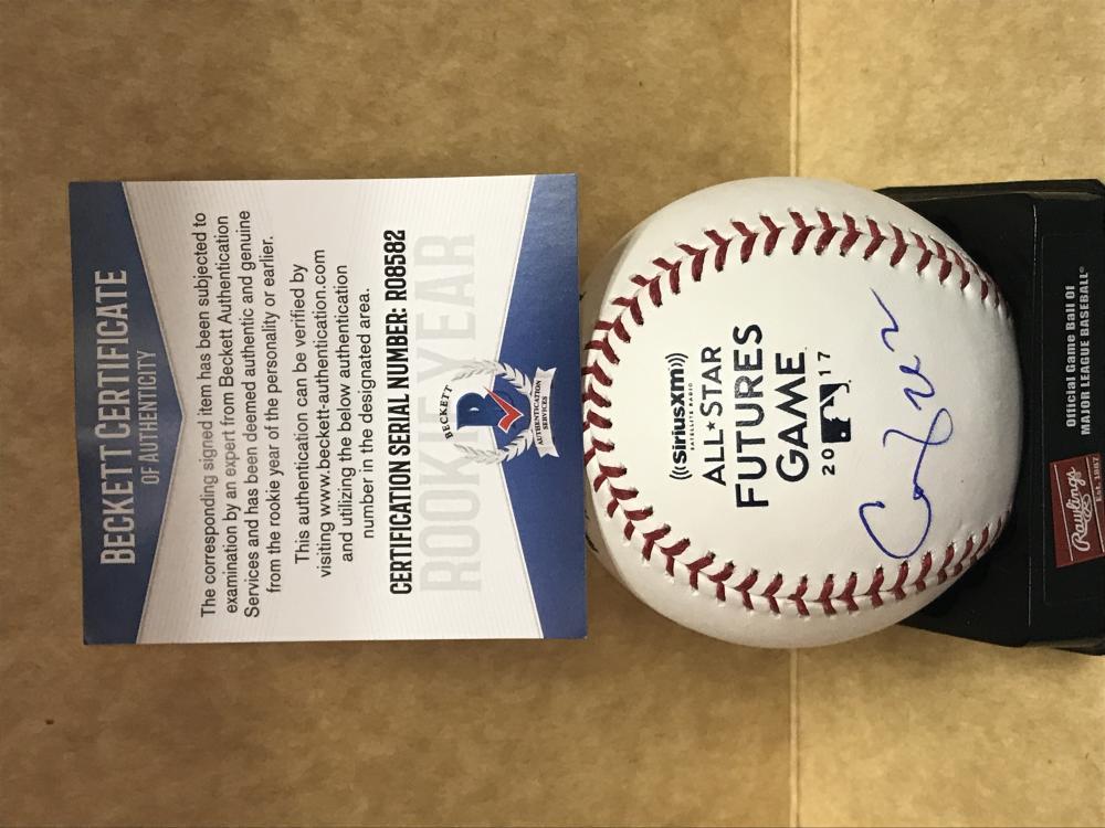 COREY RAY BREWERS SIGNED 2017 FUTURES BASEBALL BECKETT R08582