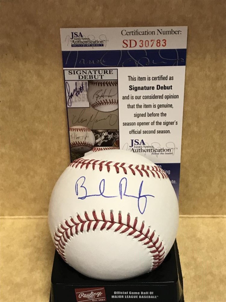 BRENDAN RODGERS ROCKIES SIGNATURE DEBUT SIGNED M.L. BASEBALL JSA SD30783