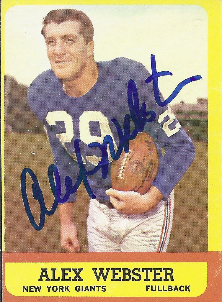ALEX WEBSTER NEW YORK GIANTS SIGNED AUTOGRAPH CARD W/COA