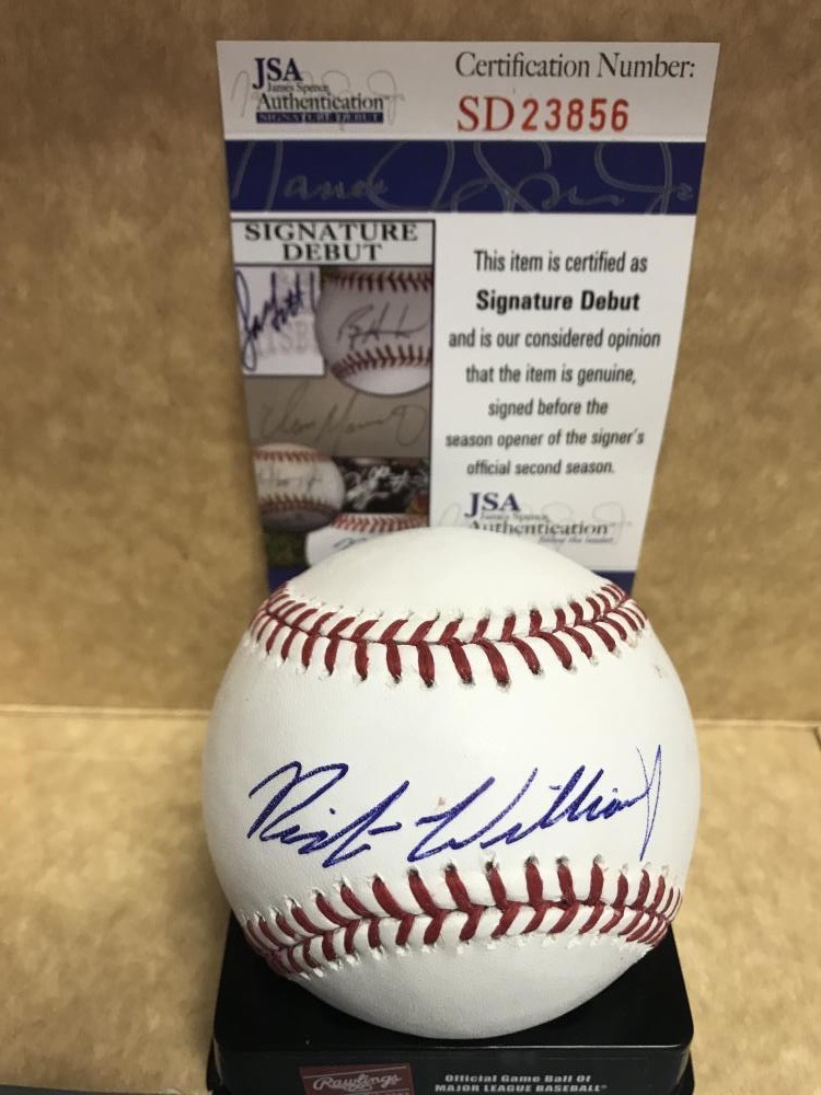 NICK WILLIAMS PHILADELPHIA PHILLIES SIGNED SIGNATURE DEBUT BASEBALL JSA SD 23856