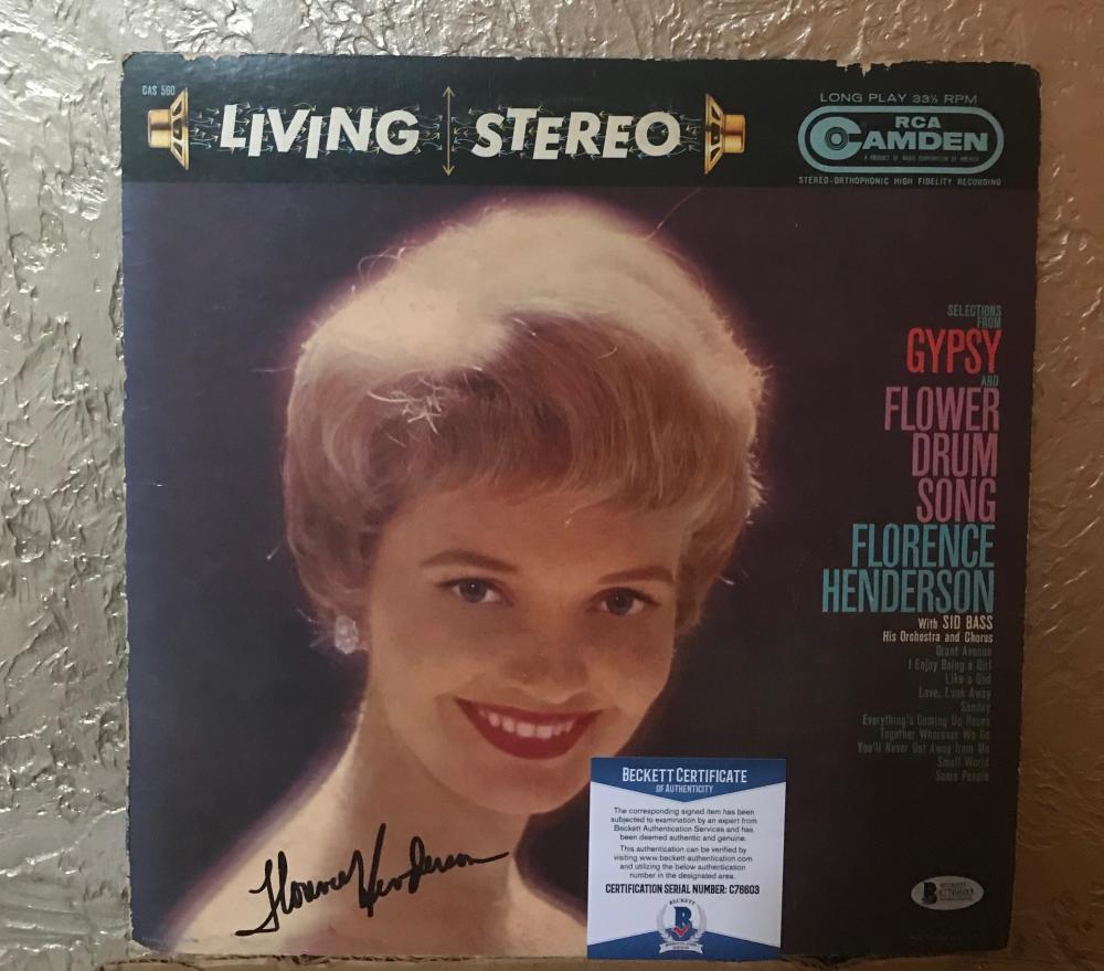 FLORENCE HENDERSON VINTAGE SIGNED ALBUM VINYL CAROL BRADY BECKETT C76603