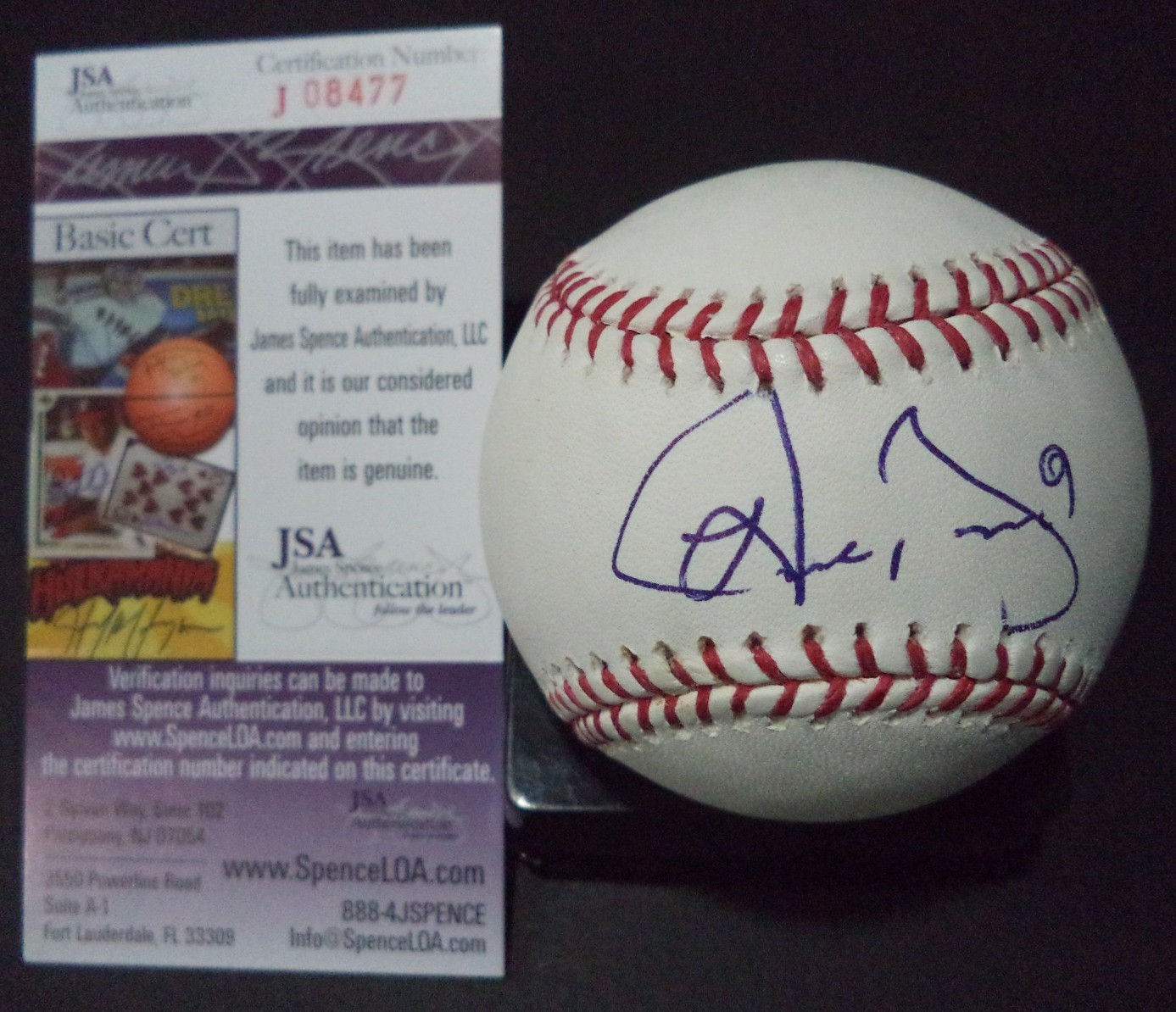 DOMINIC BROWN PHILADELPHIA PHILLIES SIGNED AUTO ROMLB BASEBALL JSA COA #J08477