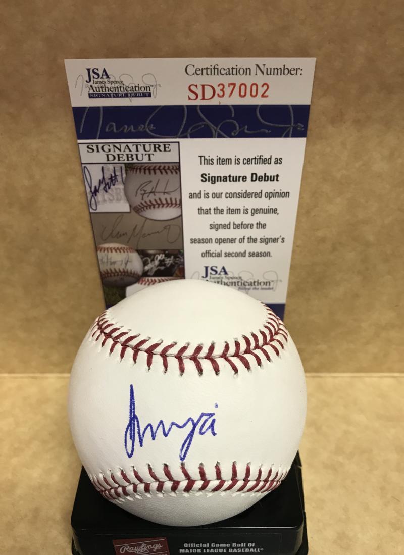 FRANCISCO MEJIA INDIANS SIGNED M.L. BASEBALL SIGNATURE DEBUT JSA SD37002