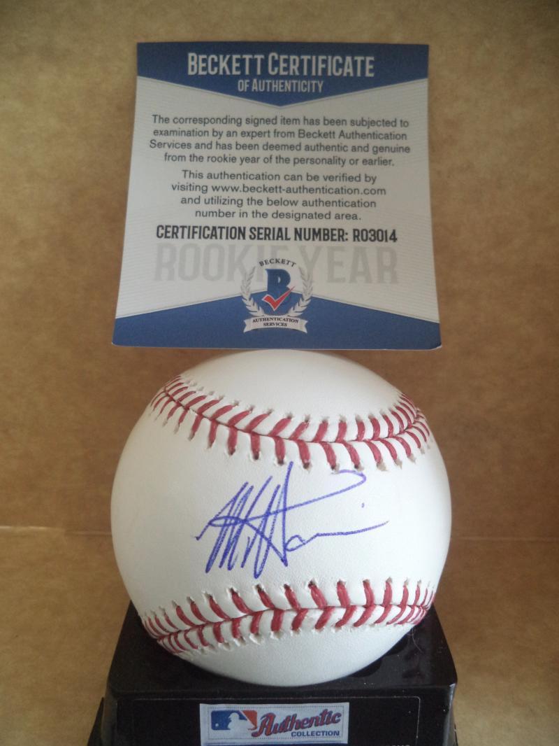 MONTE HARRISON MILWAUKEE BREWERS ROOKIE YEAR SIGNED ML BASEBALL BECKETT R03014