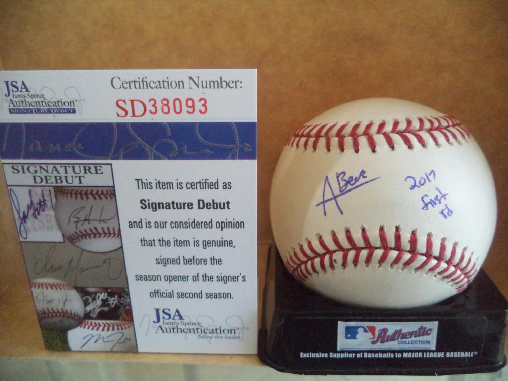 AUSTIN BECK 2017 1ST ROUND A'S SIGNATURE DEBUT SIGNED ML BASEBALL JSA SD38093