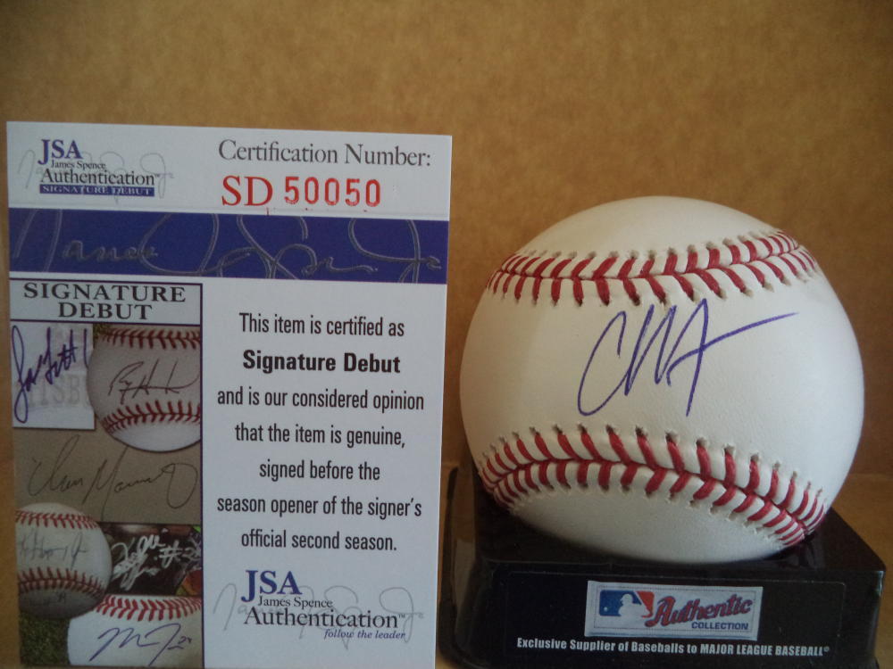 CHANCE ADAMS NEW YORK YANKEES SIGNATURE DEBUT SIGNED M.L. BASEBALL JSA SD50050