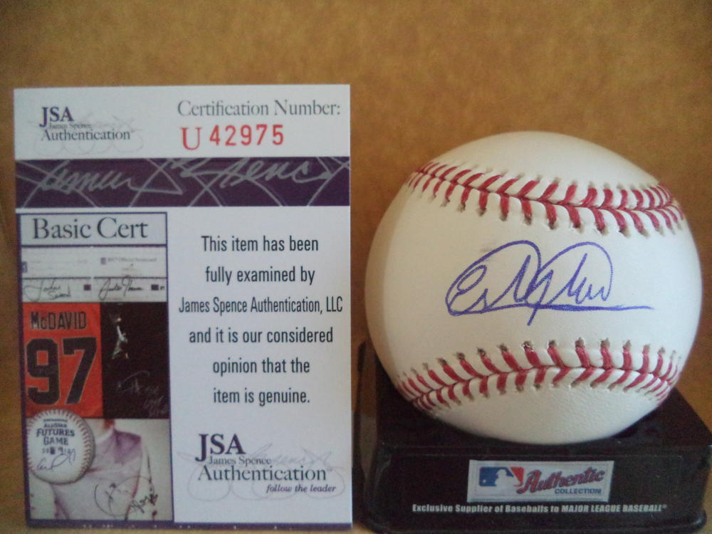 ESTEVAN FLORIAL NEW YORK YANKEES SIGNED AUTOGRAPHED M.L. BASEBALL JSA #U42975