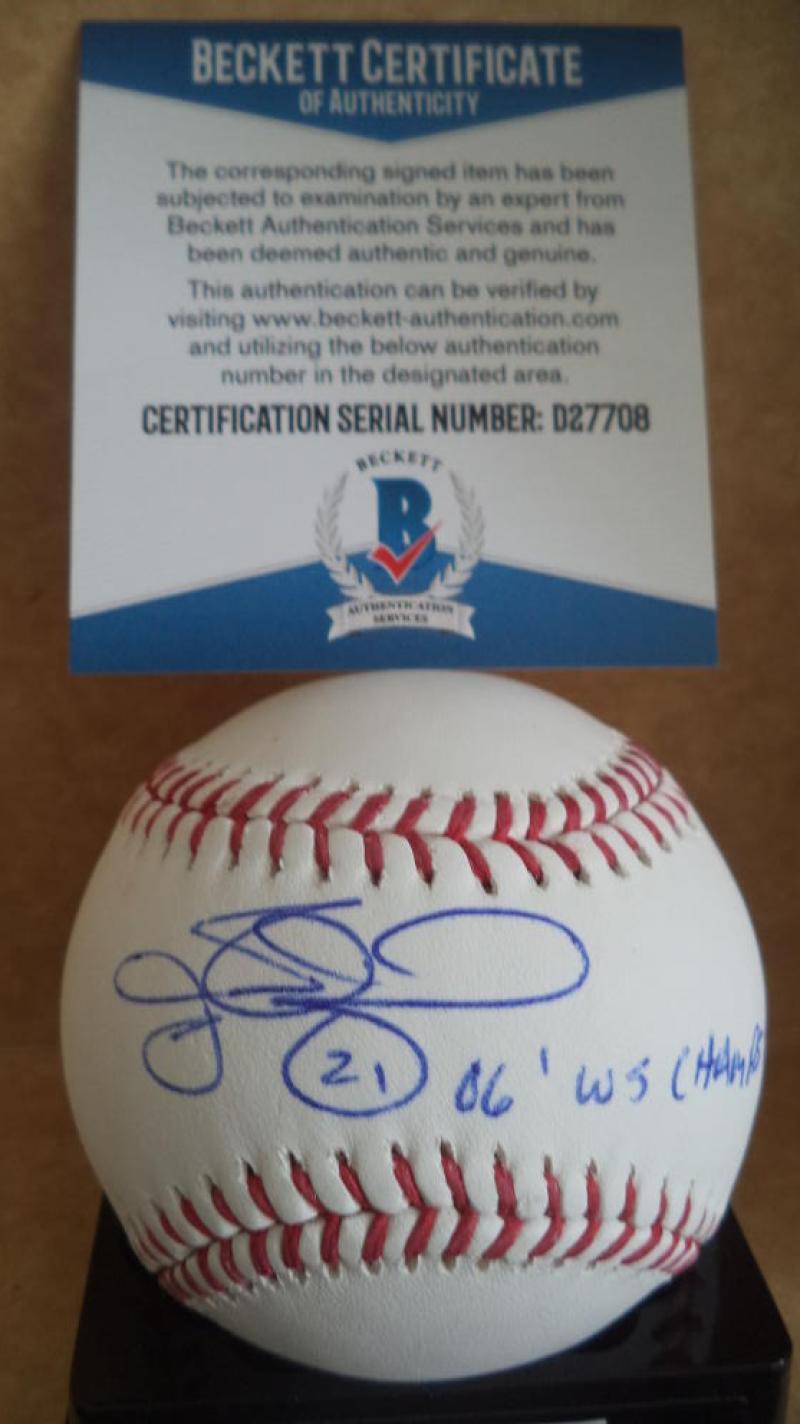 JASON MARQUIS 06 WS CHAMPS CARDINALS SIGNED AUTOGRAPH ML BASEBALL BECKETT D27708